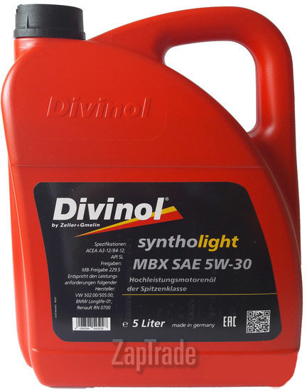 Купить моторное масло Divinol Syntholight MBX 5W-30, в интернет-магазине в Санкт-Петербурге
