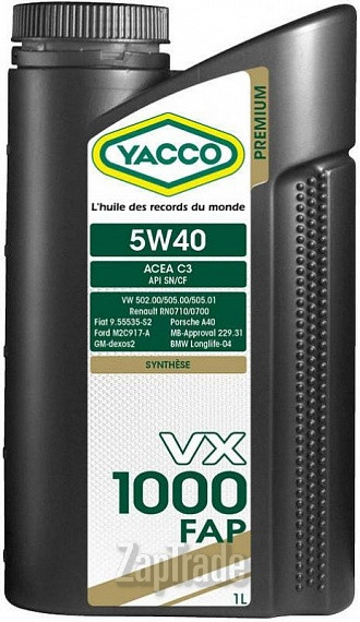 Купить моторное масло Yacco VX 1000 FAP, в интернет-магазине в Санкт-Петербурге