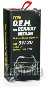 Купить моторное масло Mannol 7706 O.E.M. for Renault Nissan 5W-30 (5л.) metal, в интернет-магазине в Санкт-Петербурге