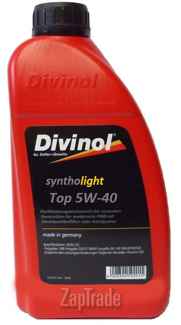 Купить моторное масло Divinol Syntholight Top 5W40, в интернет-магазине в Санкт-Петербурге