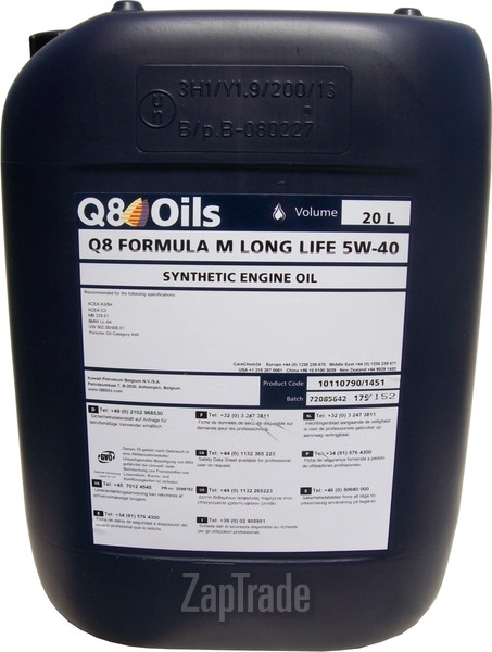 Купить моторное масло Q8 Formula M Long Life SAE 5W-40, в интернет-магазине в Санкт-Петербурге