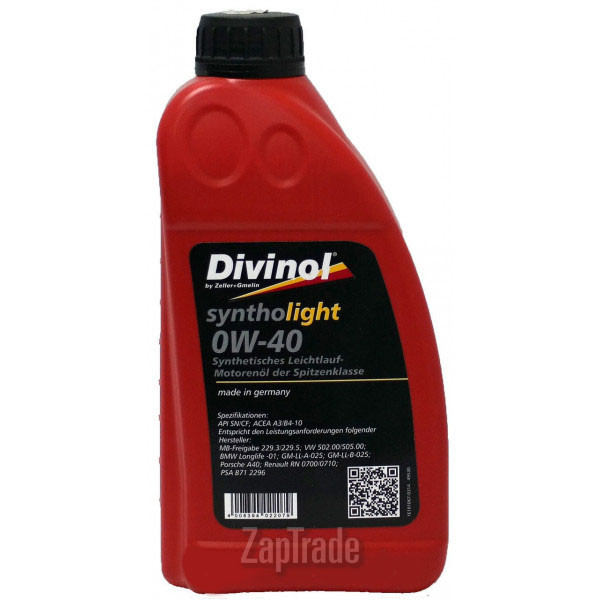 Купить моторное масло Divinol Syntholight 0W-40, в интернет-магазине в Санкт-Петербурге