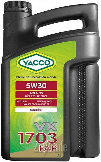 Купить моторное масло Yacco VX 1703 FAP, в интернет-магазине в Санкт-Петербурге